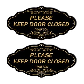 Please Keep Door Closed Sign-2 PCS, 7.8" x 3.9" Digitally Printed Signs, Strong Self Adhesive Keep Closed Signs for Workplace, Cafe, Restricted Areas