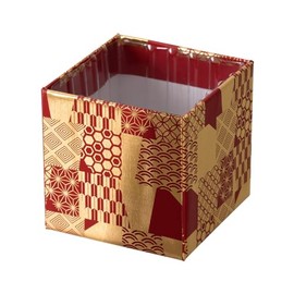 Heads WA-HGT5 Paper Tray, W2.6 x D2.6 x Height 2.6 inches (65 x 65 x 65 mm), 6 Pieces, Red, Japanese Pattern, Arrangement