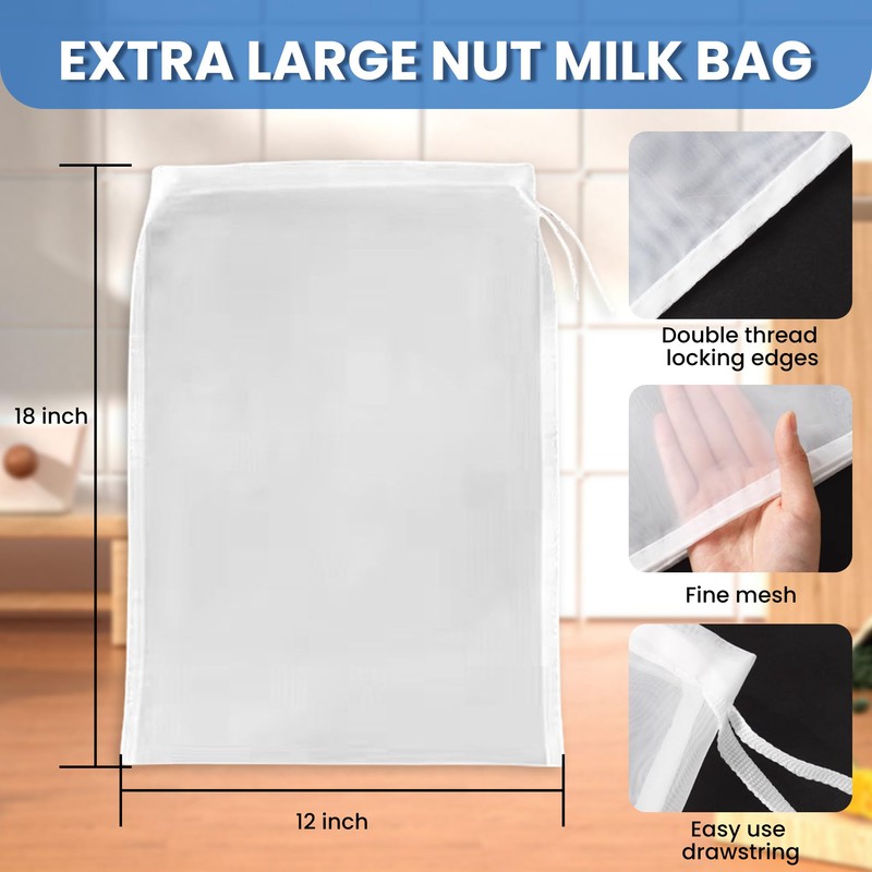 6Pcs Nut Milk Bag, Mesh Nylon Filter Strainer, Cold Brew