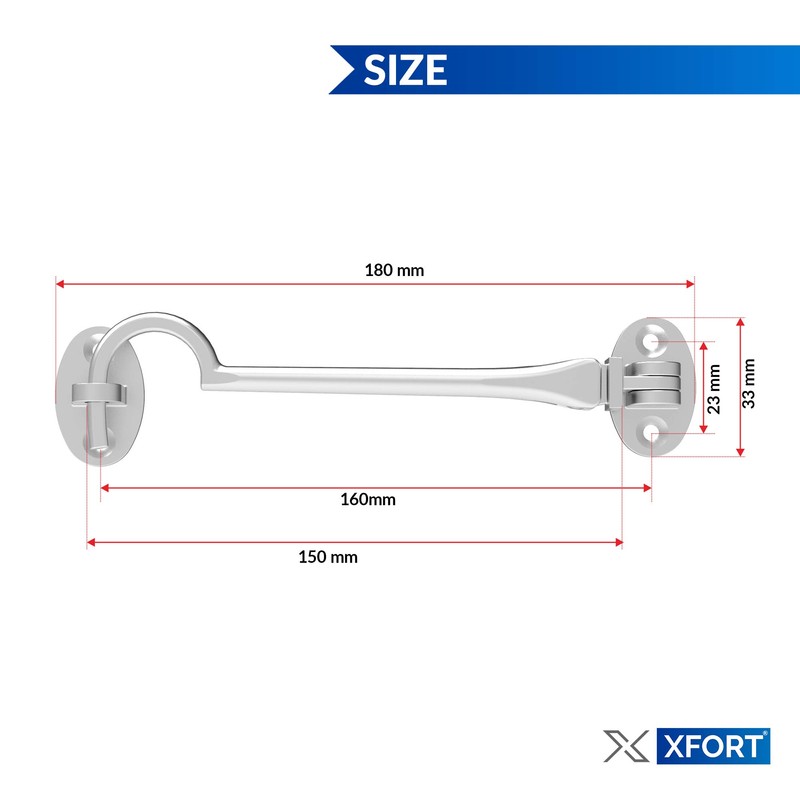 XFORT® 150mm Chrome Cabin Hook, Gate Latch, Door Latch, Door