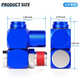 TAILONZ PNEUMATIC Red 1/4 Inch Air Tool Screw Fitting 360 Degree Rotating Air Hose Connector Industrial Rotatable Portable Air Tool Adapter (Pack of 4)