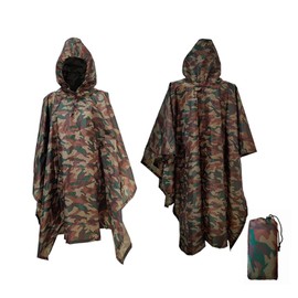LIXADA Military Rain Poncho, Multi Use Rip Stop Camouflage Rain Coat, Waterproof Lightweight Hooded Raincoat, Heavy Duty Adult Poncho Rain Suit Camo Rain Gear for Men Women Hunting Hiking