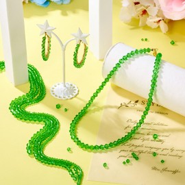 Pandahall 16 Strands Transparent Bicone Crystal Beads 3mm 4mm 6mm Green Crystal Glass Beads Bulk Faceted Crystal Beads for Necklace Bracelet Earrings DIY Jewelry Making Supplies