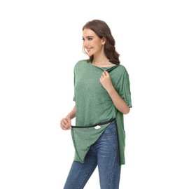 HIBOCT Post Shoulder Surgery Shirts for Men After Rotator Cuff Arm Surgery Shirts Tearaway Side Snap Shirt Hospital Clothes Sage Green