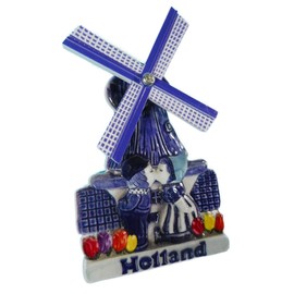 Souvenir Magnet Holland Windmill 10 x 7 x 2 cm Delft Blue Maritime Fridge Magnet Figure Decoration GMTX 16720