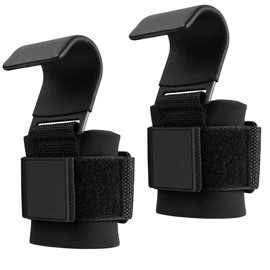 A Pair Fitness Weight Lifting Hooks,Non-Slip Rubber Coated Grip,Adjustable Gym Wrist Straps with Steel Hooks for Weightlifting,Pull-Ups,Deadlifts,Strength Training,Fitness Workouts,Wrist Support