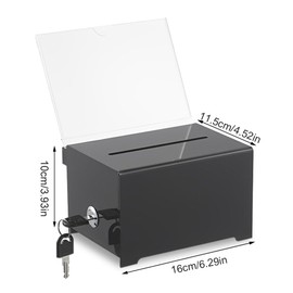 XPJBKC Lockable Acrylic Donation Box with Key, 16 x 12 x 10 cm Donation Box, Ballot Box, Acrylic Donation Box for Votes, Sweepstakes, Comments, Black