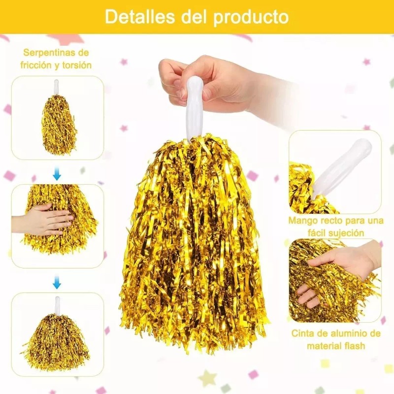 Lecute 12 Pares De Pompones Mechudos Fiesta Batucada Pom Pon