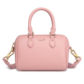 INICAT Barrel Bag for Women Top Handle Satchel Shoulder Boston Bags Crossbody Purse Handbag with Detachable Long Strap(Pink)