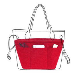 Lckaey Bag Organizer Felt Purse Organizer for Handbag & Tote Organizer insert for Neverfull MM PM BagsY075red-S