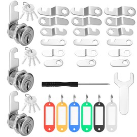 3 Pcs Letterbox Locks, 20mm Mailbox Locks, Cabinet Locks, Post Box Locks with 7 Different Lock Plates & Keys, Security Drawer Locks Replacement for Cabinet Doors Furniture Cupboard Tool Box Locks