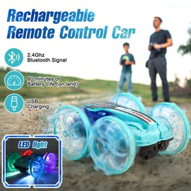 Gontence Amphibienfahrzeug Ferngesteuertes Auto, RC Auto 4WD | Wasserdicht | LED Blinken | 360° Flip, Spielzeug ab 3 4 5 Jahre Junge, Auto Spielzeug, Geschenk Junge 6 7 8 9 10 11 12 Jahre