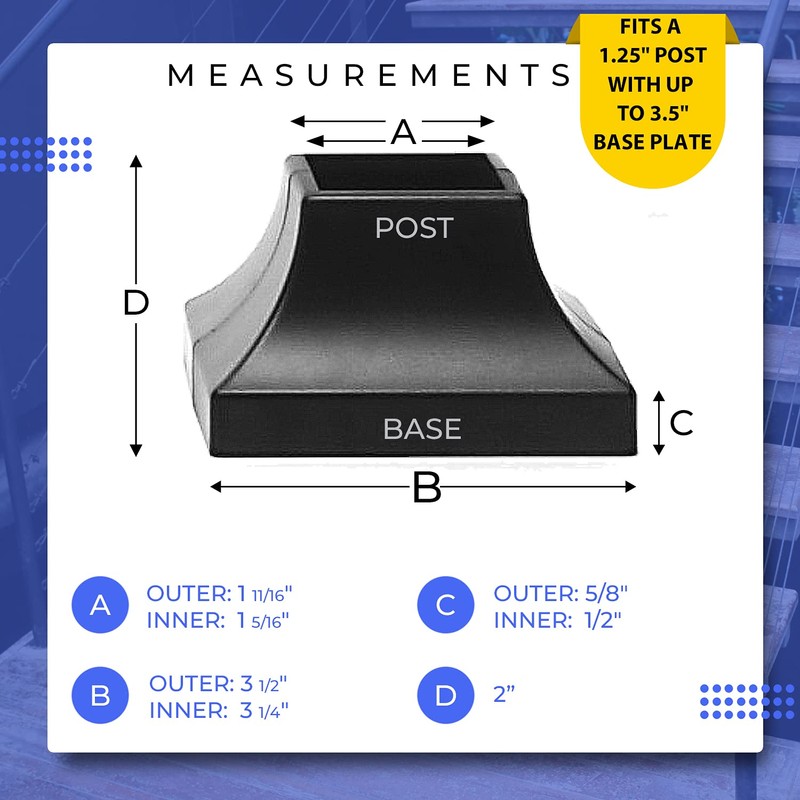 Deck Post Base Cover Durable, Snap-Together Shoe Base Instantly Transforms