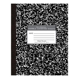 ROARING SPRING Flexible Cover Composition Notebook, Black Marble, Wide Ruled w/Margin, 60 Sheets (120 Pages), 9.75" × 7.75", Center-Sewn, Made in USA