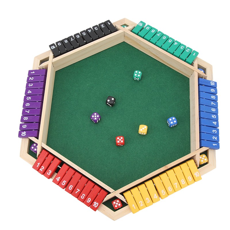 Shut The Box Dice Game 6 Player 6 Color Sided