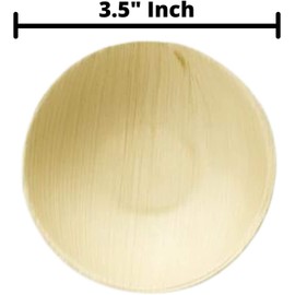 Charity Leaf Disposable Palm Leaf Bamboo Like Round Mini Bowl | All Natural and Biodegradable | Weddings, Charcuterie Boards, BBQs, and Parties | 3.5" Round (2.5 Oz) Dipping Bowl (25 bowls)