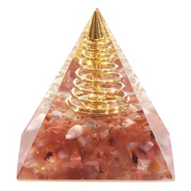 Nupuyai Carnelian Spiral Healing Crystal Pyramid for Protection, Spiritual Ornament Quartz Energy Point Figurine for Reiki Healing with Gift Box
