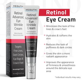 YEOUTH Retinol Eye Cream Anti Aging, Dark Circles Under Eye Cream for Puffiness and Bags Under Eyes, Firming Eye Cream for Wrinkles, Hydrating Under Eye Care 15ml
