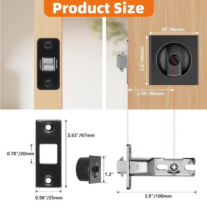 Lipshome Pocket Door Lock, Pocket Door Lock with Key, Pocket