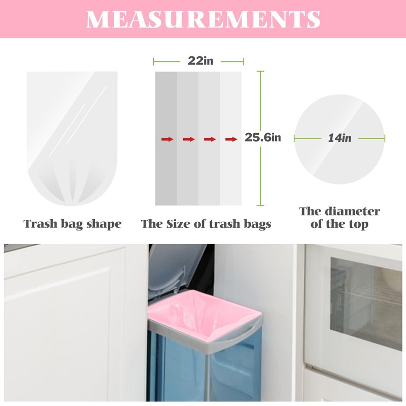 8 Gallon 200 Counts Clear Colorful Trash Bags Kitchen Garbage