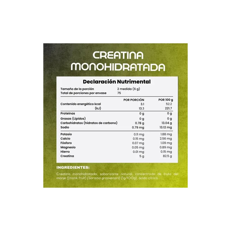 Coura Creatina Monohidratada 450 Porciones Magnesio Potasio Calcio Hierro Fósforo
