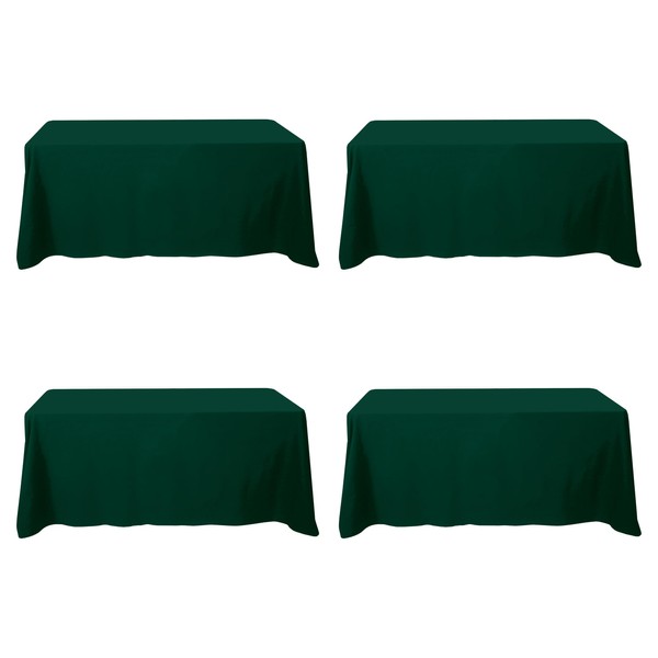 BRILLMAX 4 Pack Hunter Green Tablecloths for 6 Foot Rectangle