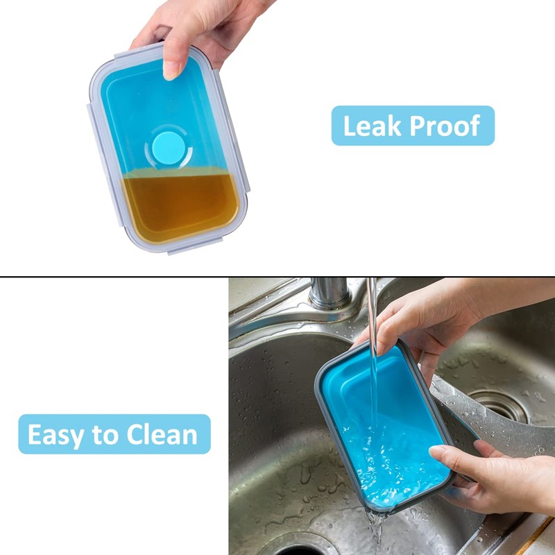 Collapsible Food Storage Containers with Airtight Lid & Air Vent,