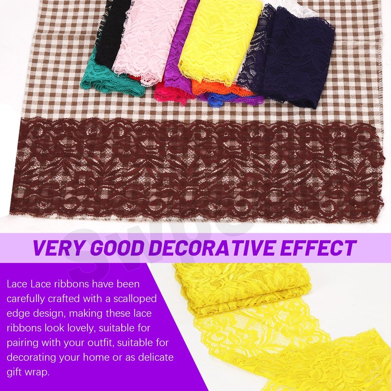 Swpeet 5 Yard by 6" Wide Red Lace Fabric Stretch