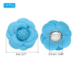 PATIKIL Camellia Fabric Pin, 4 Pcs Flower Brooch Artificial Flowers Brooches for Women Girls Cloth Wedding Party Decor Accessories Jewelry Gift, Blue