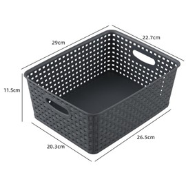 Guankan 6-Pack Plastic Weave Storage Basket Organizer, Plastic Kitchen Cupboard Storage Baskets, Grey