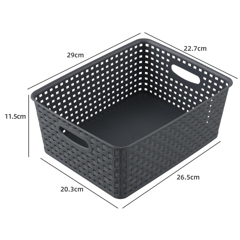 Guankan 6-Pack Plastic Weave Storage Basket Organizer, Plastic Kitchen Cupboard