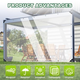 Clear Tarps,Clear Tarps with Grommets,20 MiL Heavy Duty Waterproof with Reinforced Edge for Porch and Outdoor Garden Pet Hutch Roof (8x16ft (2.4x4.8m))