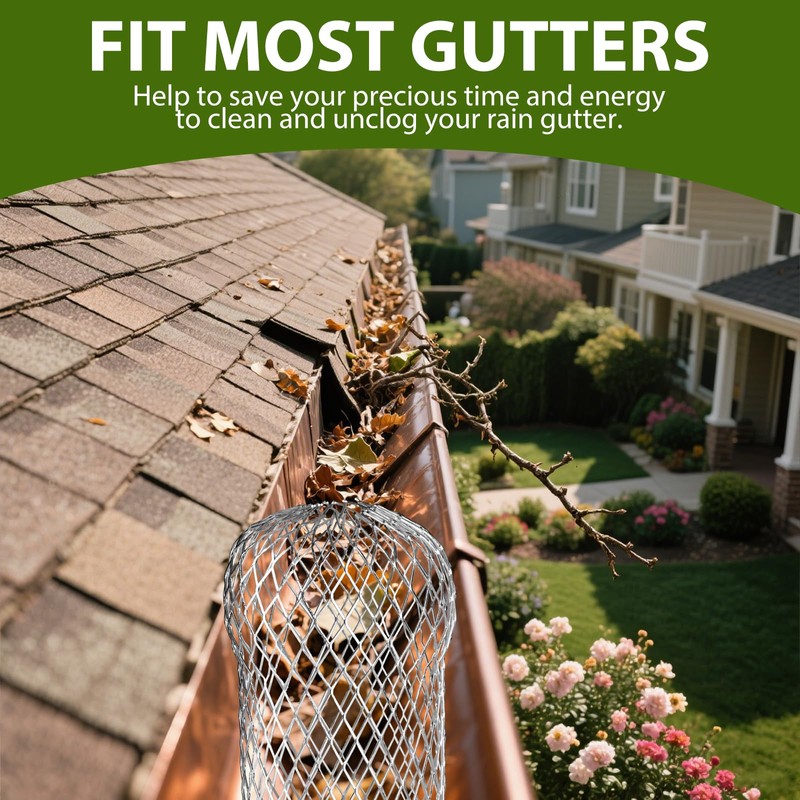 YYTECH Pack of 8 Gutter Leaf Protection, Rain Gutter Leaf