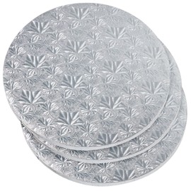 Juvale 3-Pack 12 Inch Cake Drum - Silver, Round, Corrugated Cardboard - Strong Base for Multi-Layer Desserts & Pastries - Reusable Cake Boards