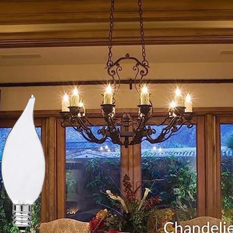 Jacqings Candelabra Flame Tip Frosted,Frosted Flame Tip Chandelier Light Bulb,