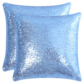 sourcing map Sequin Cushion Cover, 40 x 40 cm, Decorative Cushion Cover, Set of 2, Decorative Cushion Covers for Decorative Cushions, Couch Cushion, Blue