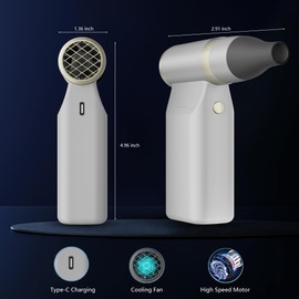 Shsuert Duster Electric Blower Turbo Fan,100000 RPM Portable Rechargeable Pocket-No Canned Air Duster Blower for Computer Keyboard Cleaning,Hair Drying,Camping,Outdoors,Travel (White)