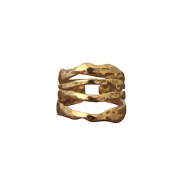 Positiva Jewelry Wide Statement Gold Ring 18 K Gold-Plated Stainless Steel Waterproof Ring for Women Adjustable Stainless Steel, Gold Stainless Steel, No Gemstone