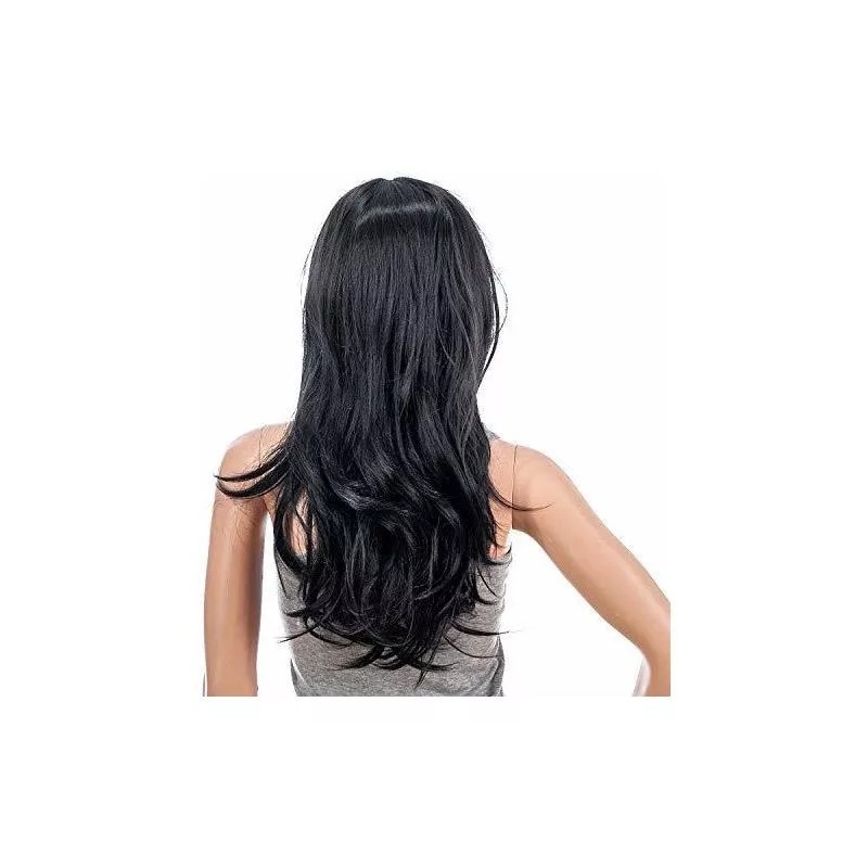 Swacc Peluca Negro Ondulado 66 Cm Con Fleco Swacc