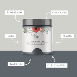 Chalk Style Paint - for Furniture, Home Decor, Crafts - Eco-Friendly - All-in-One - No Wax Needed (Hurricane [Cool Grey], Pint (16 oz))