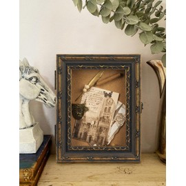 FOLKOR Flowers Shadow Box Display Case 8x10, Vintage Shadow Box Picture Frame with Pins and Tapes for Wedding Bouquet Memorabilia Medals Photos Baby Items, Warm Gift for Mom Sister Friend (Black Gold)