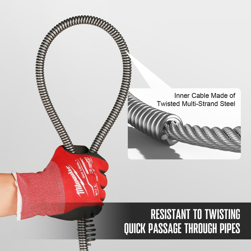 POPULO 50FT Drain Cleaner Replacement Cable – 1/2 Inch Heavy-Duty