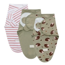 Pack of 3 Swaddling Sacks Baby 0-3 3-6 Months Baby Blanket Swaddle Blanket Baby Sleeping Bag Newborn Swaddle Blanket Made of 100% Organic Cotton, Hedgehog, Large