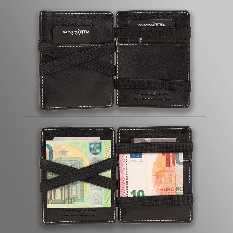 Matador Magic Genuine Leather Wallet, black/Black, Minimalist