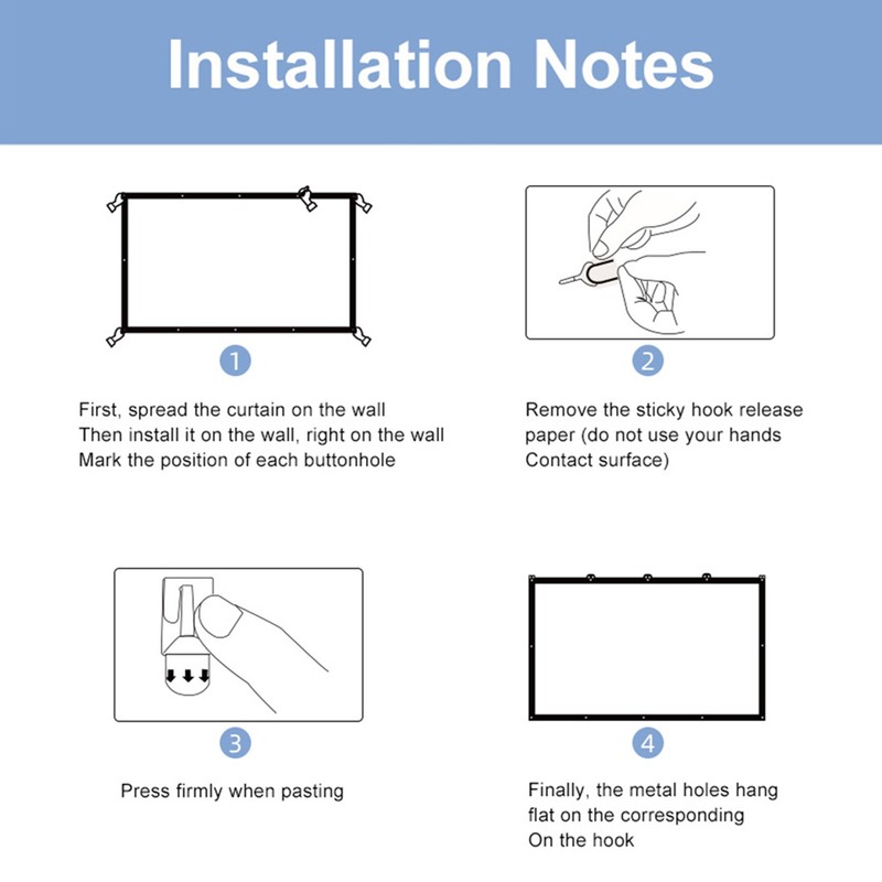 150 Inch Projector Screen 16:9 HD 4K Foldable Portable Double
