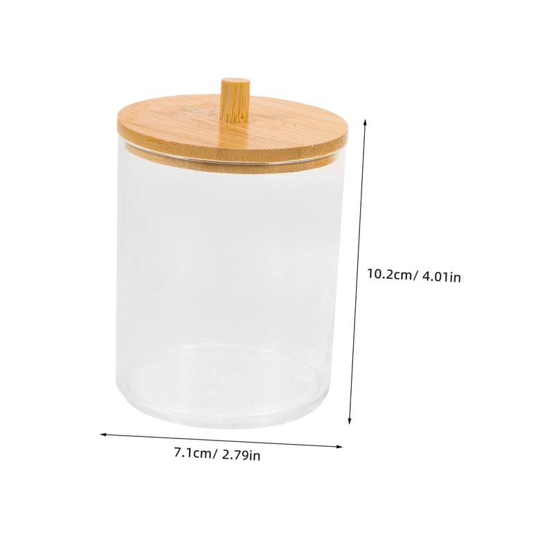 LABRIMP Cotton Swab Containers Bamboo Lid Box Storage Case for