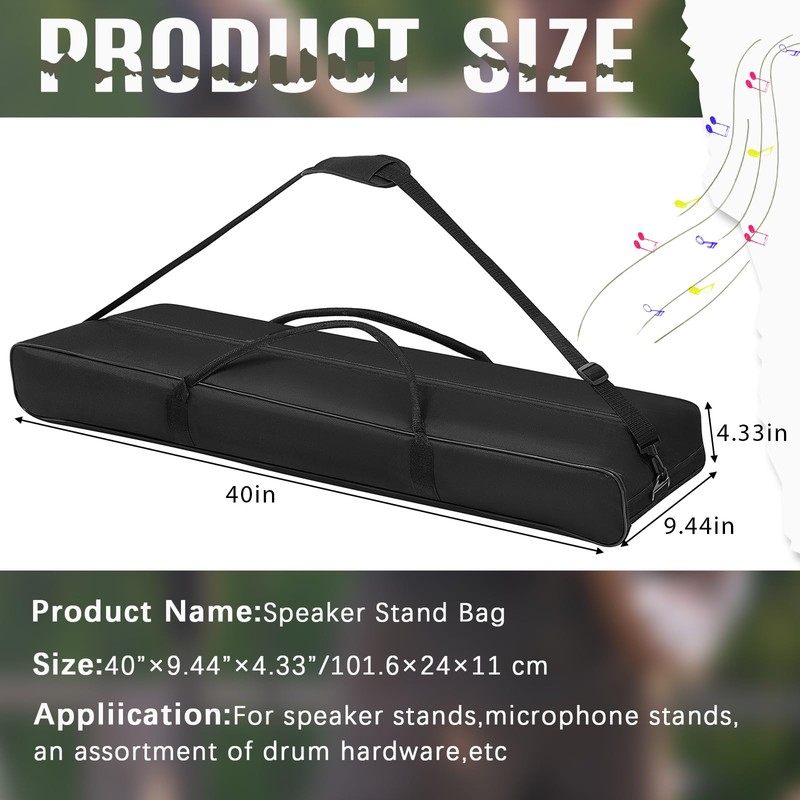 Vincreem 40" Speaker and Microphone Stand Bag-40 x 9.4 x
