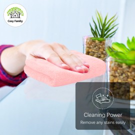 Cosy Family 24 Pack Soft Washcloths Set - 12 x 12 inches, Quick Drying - Highly Absorbent Coral Velvet Fingertip Towel Bathroom Wash Clothes for Bath, Spa, Facial, Kitchen - Pink