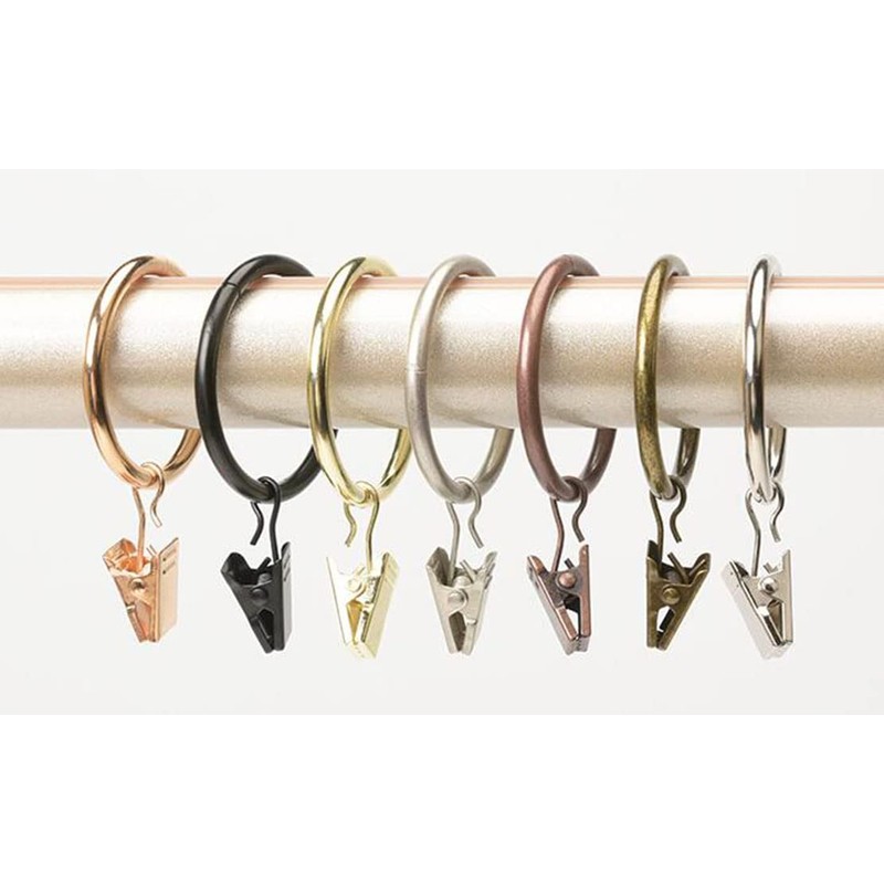Anawakia 10 Curtain Rings with Metal Clips for Curtains, Clips,