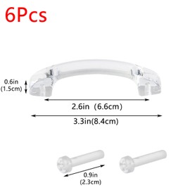 Geesatis Set of 6 Clear Acrylic Cabinet Handle Pull Hardware Furniture Connection Arch Handle Pull, Length 3.3", with Mounting Screws